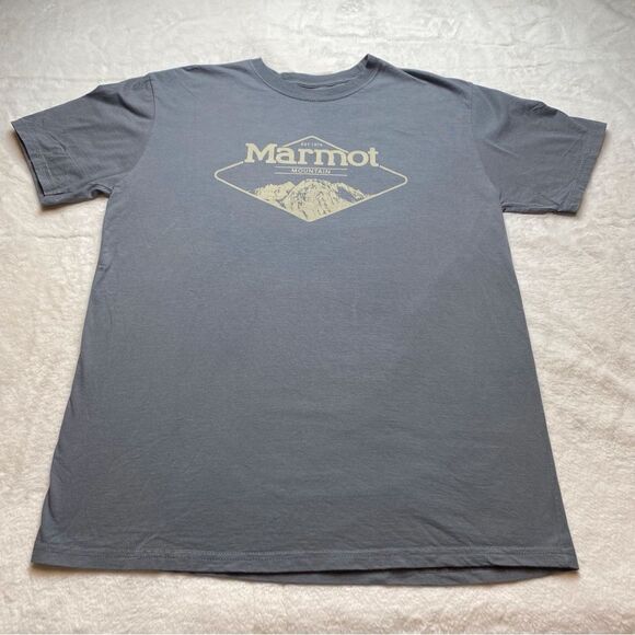 Marmot Gray Graphic Short Sleeve T-Shirt Size Large - Picture 1 of 7